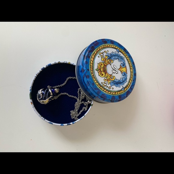 Dark blue essential oil bottle necklace - Picture 2 of 3